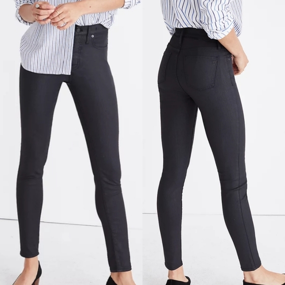 Madewell Denim - Madewell | Black 9" High Rise Coated Skinny Jeans